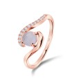 Shining Rose Quartz Stone With CZ Stone Silver Ring NSR-3948